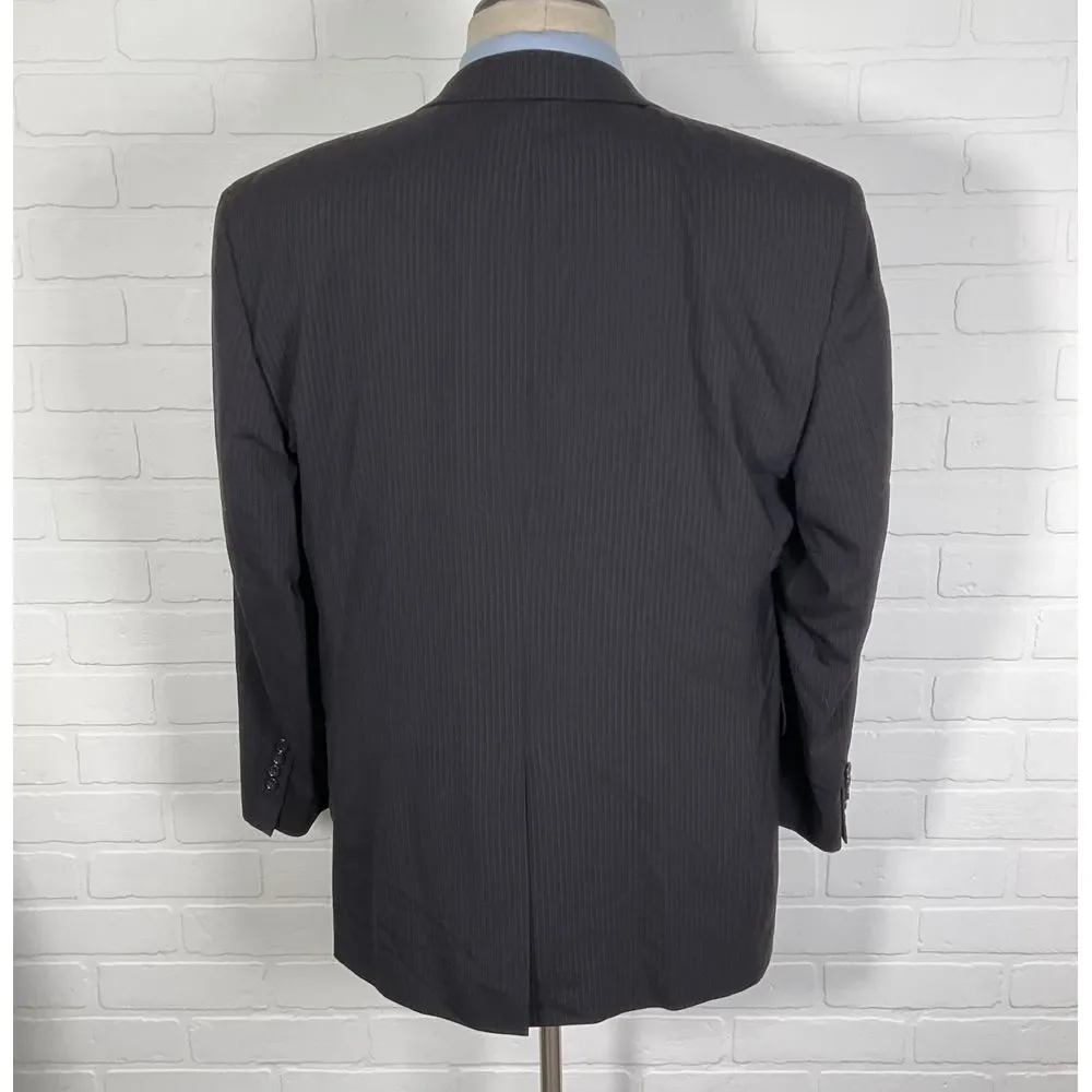 Jos A Bank Signature Suit Men 43R‎ 31W 32L Black Pinstripe Classic Career Wool